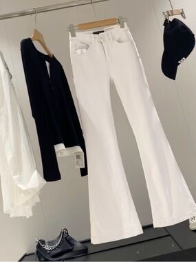 White High-Rise Flared Jeans